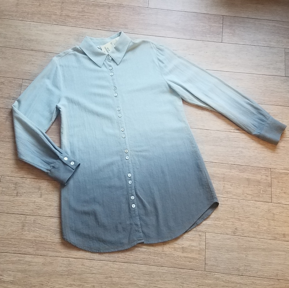 Soft Surroundings Dip Dye Gauze Buttoned Shirt
